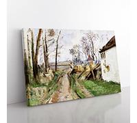 A Village Road Near Auvers By Paul Cezanne Classic Painting Canvas Wall Art Print Ready to Hang, Framed Picture for Living Room Bedroom Home Office Décor, 50x35 cm (20x14 Inch)