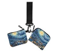 A Village under A Deep Blue Sky Women's Coin Purses Card Cases Mini Fashion Zipper Purse Wallet with Zipper Pocket for Work Travel 2 Packs, A village under a deep blue sky, One Size, Casual