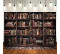 A vintage bookshelf background banner - ancient library book photography background universal festival