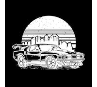 a Vintage car is Parked in Front of a City Skyline Fine Carving Decals 38x51.4cm Multi Color Selection White