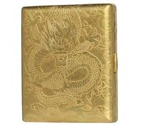 A vintage solid copper cigarette case with a hand-engraved design that holds 20 cigarettes. This vintage collector's box is a luxurious gift for men(Gold)