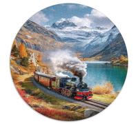 A Vintage Steam Train Passing through A Beautiful Lake 1000pcs (67.5x67.5cm) Erwachsenenpuzzle - Erwachsenenpuzzle DIY-Puzzlespielzeug