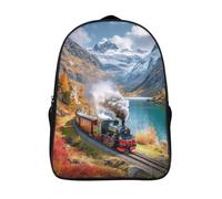 A Vintage Steam Train Passing through A Beautiful Lake Children's Backpack,Kids Schoolbag Students Bookbag for Boys Girls,39x29x16cm