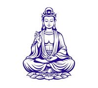 a Vintage Style of guanyin god Portrait Fine Carving Decals 50.4x70.8cm Window Decals DarkBlue