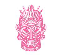 a Vintage Style of Ritual mask Fine Carving Decals 50.4x76.3cm Wall beautification Pink