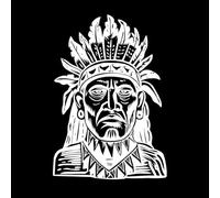a Vintage Style of Tribal Medicine Man Fine Carving Decals 50.4x72.9cm Can Modify and add Information White