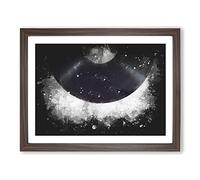 A Vinyl Record Paint Splash Modern Art Framed Wall Art Print, Ready to Hang Picture for Living Room Bedroom Home Office Décor, Walnut A3 (46 x 34 cm)