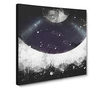 A Vinyl Record Paint Splash Modern Canvas Wall Art Print Ready to Hang, Framed Picture for Living Room Bedroom Home Office Décor, 14x14 Inch (35x35 cm)