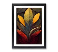 A Virtuous Leaves Framed Print | A3 Black Framed Wall Art | Ready to Hang | Modern Floral Picture | Living Room Bedroom Lounge Office