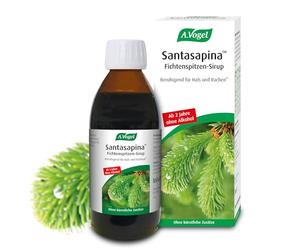 A.Vogel Santasapina Spruce Tip Syrup without Alcohol 200 ml Vegetable Food Soothing for Neck and Throat Lactose-Free Gluten Free Alcohol No Artificial Sugar Additives