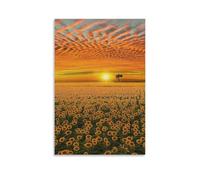 A Wall Hanging Poster Depicting A Sunflower Field in Full Bloom at Sunrise (2) Canvas Painting Poster Wall Art Decorative Picture Prints Modern Decor 16x24inch(40x60cm)