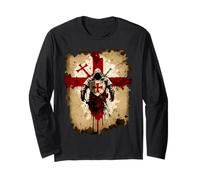 A Warrior of Christ Knights Templar Distressed Cross Long Sleeve T-Shirt