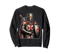 A Warrior of Christ Knights Templar Distressed Cross Men Sweatshirt, Adult Unisex, Black, X-Large
