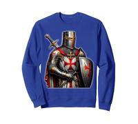 A Warrior of Christ Knights Templar Distressed Cross Men Sweatshirt, Adult Unisex, Royal Blue, XX-Large