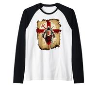 A Warrior of Christ Knights Templar Distressed Cross Raglan Baseball Tee