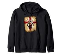 A Warrior of Christ Knights Templar Distressed Cross Zip Hoodie
