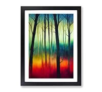 A Watercolour Forest Framed Wall Art Print A2 Black