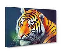 A Watercolour Tiger Canvas Print | Gallery Wrapped 30mm Frame Wall Art | 30x20 inches | Ready to Hang | Contemporary Animals Picture | Living Room Bedroom Lounge Office