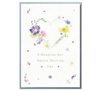 A Wedding Day Worth Waiting For. Beautiful Floral Wedding Card