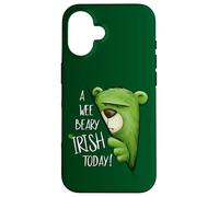 A Wee Beary Irish Today Green Grumpy Bear Pun St Pattys Day Case for iPhone 16