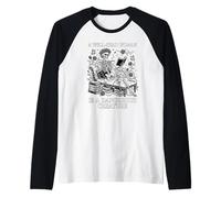 A Well Read Woman is A Dangerous Creature Skeleton Book Raglan Baseball Tee