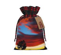 A Western Sunset Holiday Printed Drawstring Pouch M For Party Wrapping, Wedding Favor, And Storage