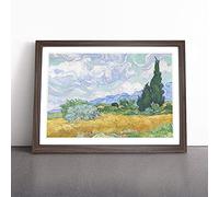 A Wheatfield With Cypresses By Vincent Van Gogh Framed Print A1 Walnut | Ready to Hang, Satin Fine Art Paper, Fade-Resistant Inks, Acrylic Glazing, Securely Packaged, Made in the UK