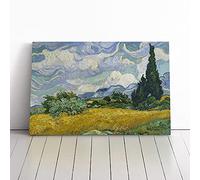 A Wheatfield With Cypresses Vol.1 By Vincent Van Gogh | Canvas Wall Art Print | Framed & Ready to Hang Picture | Modern Home Decor for Living Room, Bedroom, Kitchen or Office | 30x20 Inches