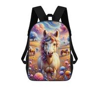 A Whimsical, Colorful Scene Features A Close-up of A Cute, Fluffy Horse with Curly Fur And Backpack School Bag Business Laptop Rucksack Bag Unisex Casual Daypack for School/Work/Travel 17inch