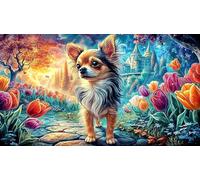 A white Chihuahua puppy in a sunny garden 1000 Pc Recycled Paper Puzzle - Impossible Hard Challenging Game for Adults Home Activity 75x50/1000pcs