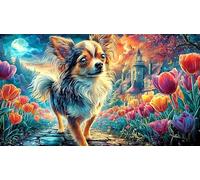 A white Chihuahua puppy in a sunny garden Puzzle for Adults 1000 Piece - Challenging Impossible Hard Game Great Gift Idea 38x26/1000pcs