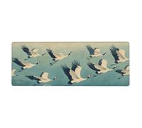 A White Crane Flies Into The Sky Mouse Pad In Big Extended Non-Slip Rubber Base Mousepad With Stitched Edges Gaming Pc Desktop Large Mouse Pad 11.8x31.5