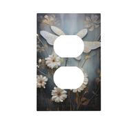 A White Dragonfly in Bloom Printed Switch Coversâ€“Single and Double Socket Wall Plates,for Light Switches, Electrical Panels