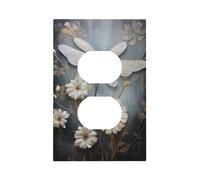A White Dragonfly in Bloom Printed Switch Coversâ€“Single and Double Socket Wall Plates,for Light Switches, Electrical Panels