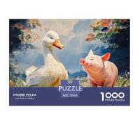 A White Duck And A Pink Pig Dancing 1000 Piece Sturdy Cardboard Jigsaw Puzzles Kitten Unique Challenging Creative Game Jigsaws for Toddlers 70x50cm/1000pcs