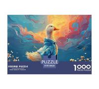 A White Duck with Beautiful Feathers 1000 Pieces Eco-friendly Paper Sturdy Cardboard Jigsaw Puzzle Set Duck Impossible Hard Difficult Birthday Toy Jigsaw For Home Decoration 38x26cm/1000pcs