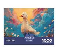A White Duck with Beautiful Feathers 1000 Pieces Extra-thick Cardboard DIY Jigsaw Puzzle Duck Stress Releasing Birthday Toy Puzzles For Adults And Kids 52x38cm/1000pcs