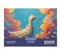A White Duck with Colorful Feathers 1000 Pieces Extra-thick Cardboard Jigsaw Puzzle Oil Painting Duck Impossible Hard Difficult Family Game Jigsaw For Adults And Kids 52x38cm/1000pcs