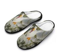 A White Flying Duck Breathable Slippers Women Slip On Winter Warm House Slippers Shoes Bedroom 11-12（42-43）