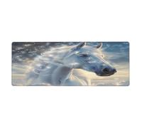 A White Horse On The Clouds Mouse Pad In Big Extended Non-Slip Rubber Base Mousepad With Stitched Edges Gaming Pc Desktop Large Mouse Pad 11.8x31.5
