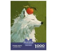 A White Samoyed Dog And Apple Jigsaw 1000 Pieces For Adults And Kids Challenge Toy Lovely Dog Impossible Puzzle Educational Games Gifts 70x50cm/1000pcs