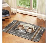 a Wild Journeys Pet Absorbent Leather Non-Slip Feeding Mat 30x45cm, Quick Drying, Waterproof, Washable Bowl Mat