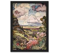A Wild Scottish Landscape on a Cloudy Day Artwork Framed Wall Art Print A4 Artery8 Black One Size