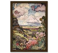 A Wild Scottish Landscape on a Cloudy Day Artwork Framed Wall Art Print A4 Artery8 Brown One Size
