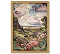 A Wild Scottish Landscape on a Cloudy Day Artwork Framed Wall Art Print A4 Artery8 Light Oak One Size