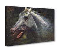 A Wild Stallion By Albert Bierstadt Canvas Print | Gallery Wrapped 30mm Frame Wall Art | 20x14 inches | Ready to Hang | Classic Animal Picture | Living Room Bedroom Lounge Office