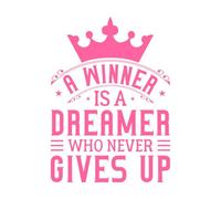 a Winner is a Dreamer who Never Gives up Design Fine Carving Decals 50.4x69.9cm Do not Damage The Wall Surface Pink