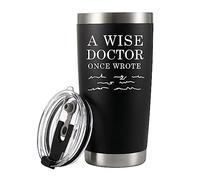 A Wise Doctor Once Wrote Tumbler Doctor Gifts Physician Medical Student MD Practitioner DR Travel Mug Birthday Christmas Vacuum Insulated Stainless Steel with Removable Lid and Straw (Black, 20 oz)