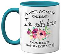 Stuff4 Retirement Gift for Women - A Wise Woman Mug, Funny Leaving Gift for Colleagues, Retired Christmas Birthday Present, 11oz Light Blue Handle Ceramic Dishwasher Safe Coffee Mug