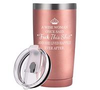 A Wise Woman Once Said Wine Tumbler for Women, Travel Tumbler Friends Gift for Birthday Divorce Coworker Retirement, 20 Oz Stainless Steel Insulated Tumbler with Lid and Straws, Rose Gold